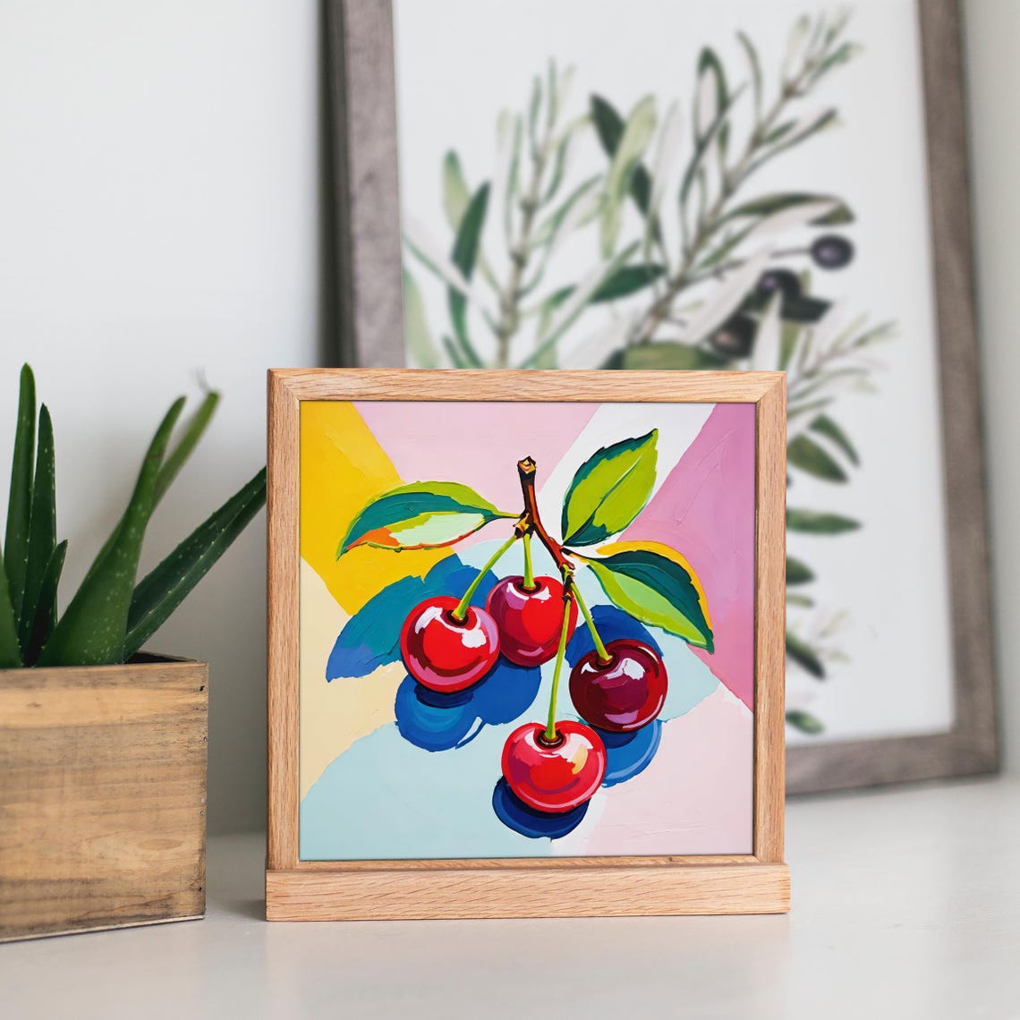 Vibrant Pop Art Cherry Poster With Bold Colorful Brushstrokes - Image 4
