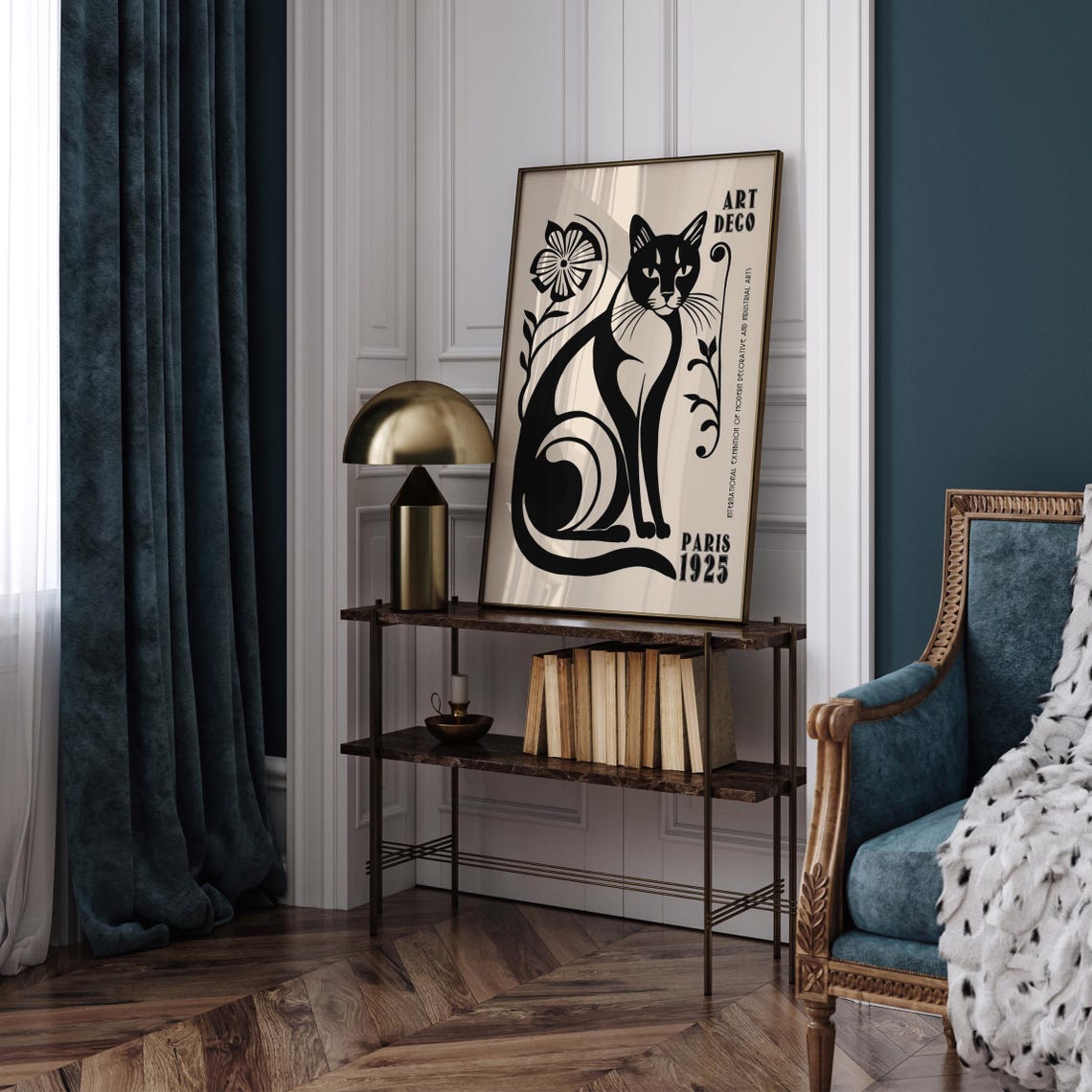 Art Deco Black Cat Paris 1925 International Exhibition Poster - Image 3