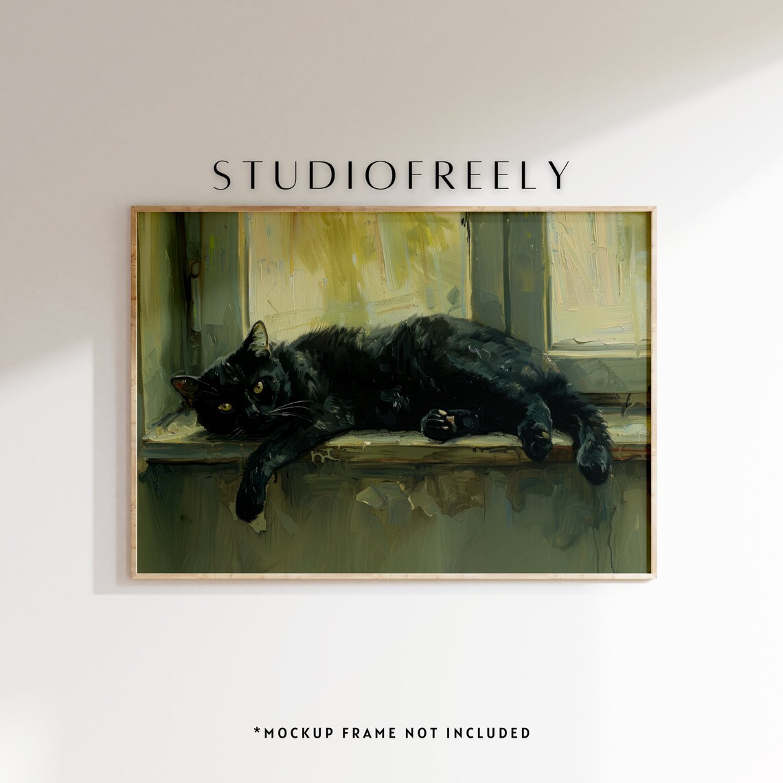 Black Cat Vintage Impressionist Art Print