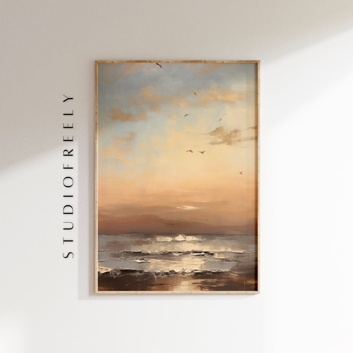 Coastal Sunset Art Print, Serene Beach Seascape