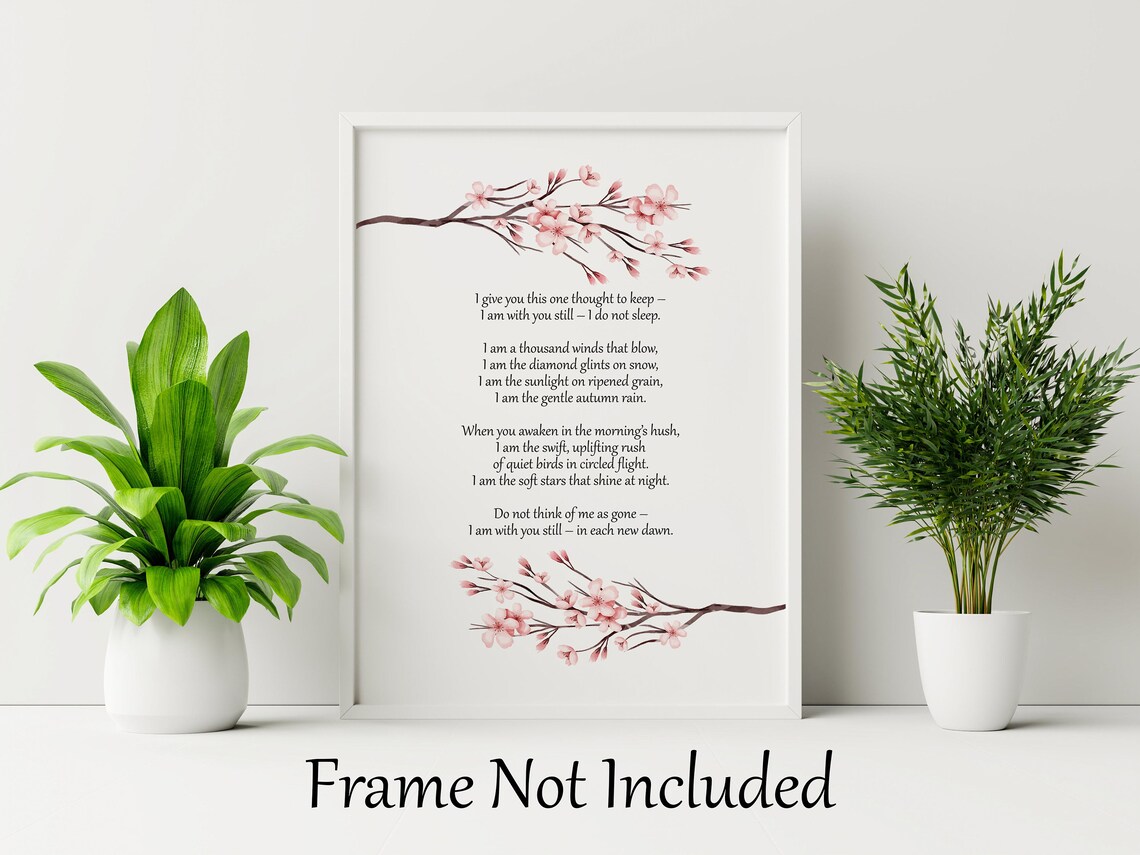 I Am With You Still Funeral Poem Sympathy Cherry Blossom Art Poster