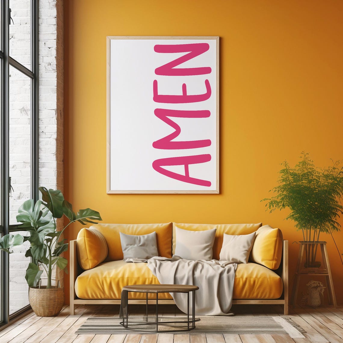 Amen Pink Handwritten Script Typography Christian Faith Art Poster - Image 5