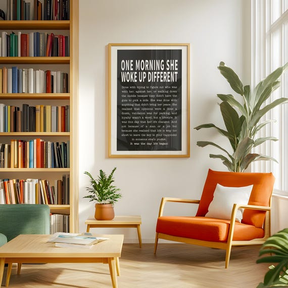 One Morning She Woke Up Different Wall Art Feminist Decor Woman Empowerment Print Women Inspirational Quote