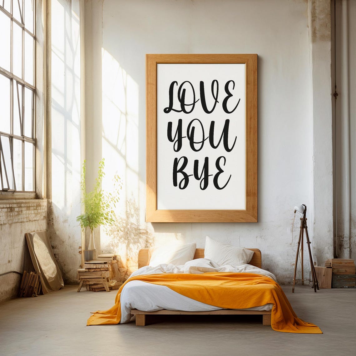 Love You Bye Black Script Hand Lettered Farewell Wall Decor Poster - Image 2