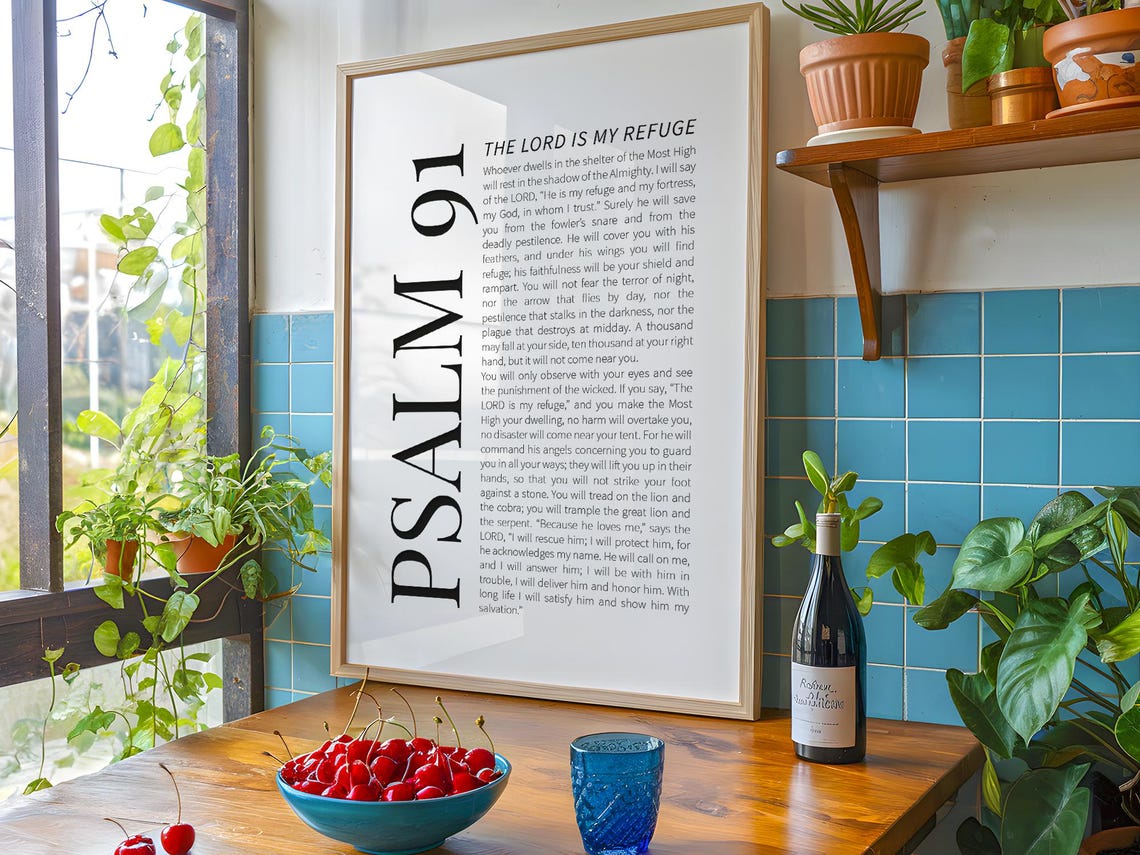 Psalm 91 Bible Verse Scripture Art Print - Image 3