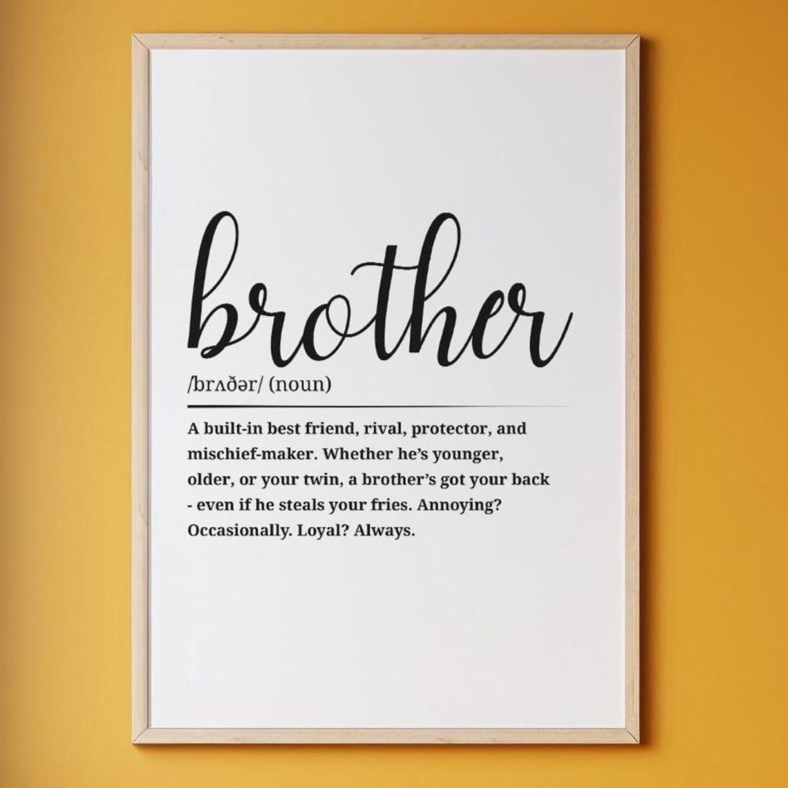 Brother Dictionary Definition Funny Sibling Gift Family Wall Art