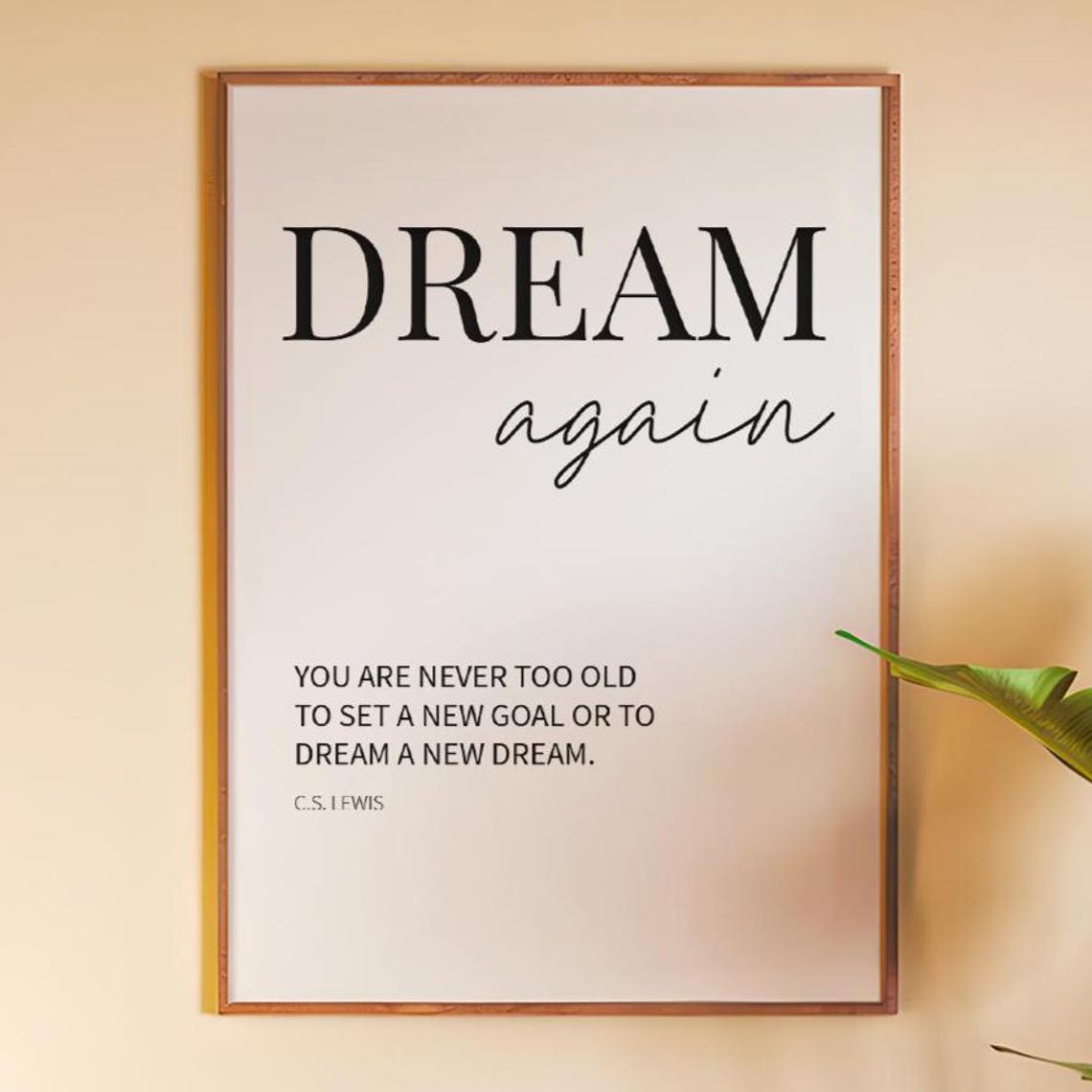 Dream Againwall Art Cs Lewis Wall Decor Book Page Inspirational Quote