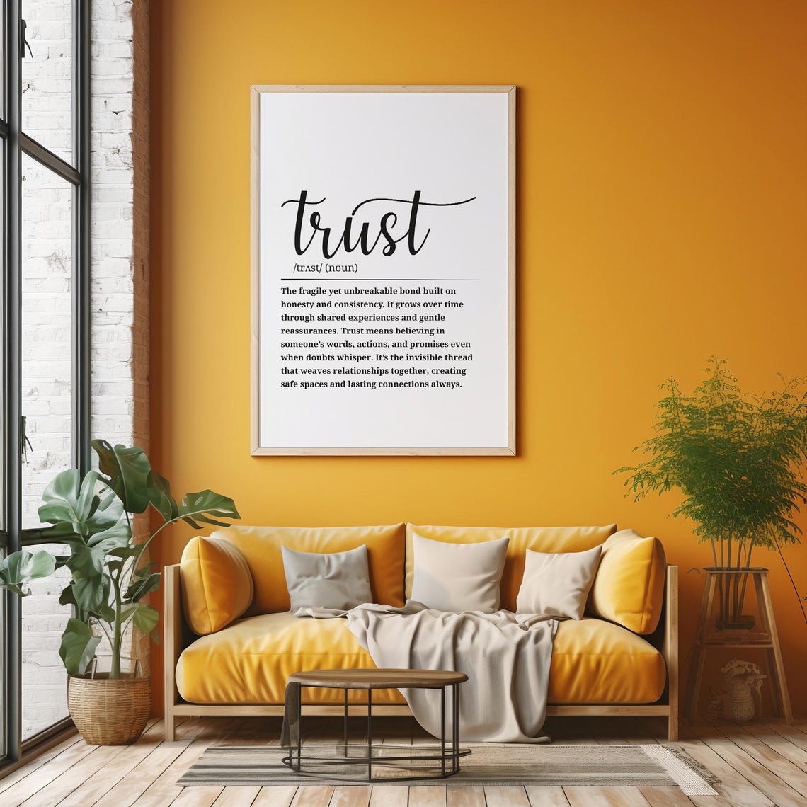 Trust Definition Foundation Of Relationships Wall Art Black And White Inspirational Quote Decor - Image 6
