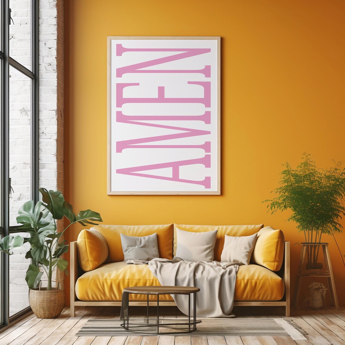 Amen Pink Serif Typography Modern Christian Faith Art Poster - Image 5