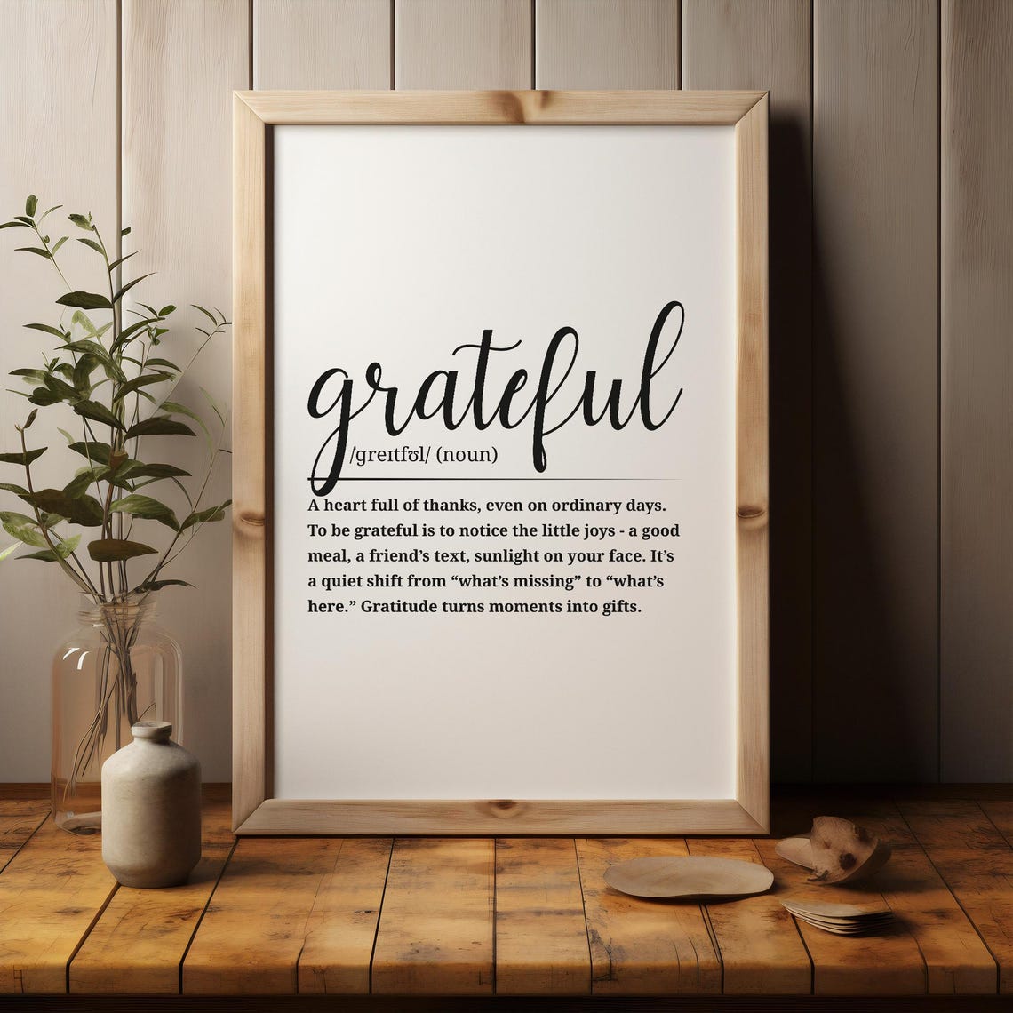 Grateful Definition Script Typography Thankful Word Art Quote Poster - Image 3