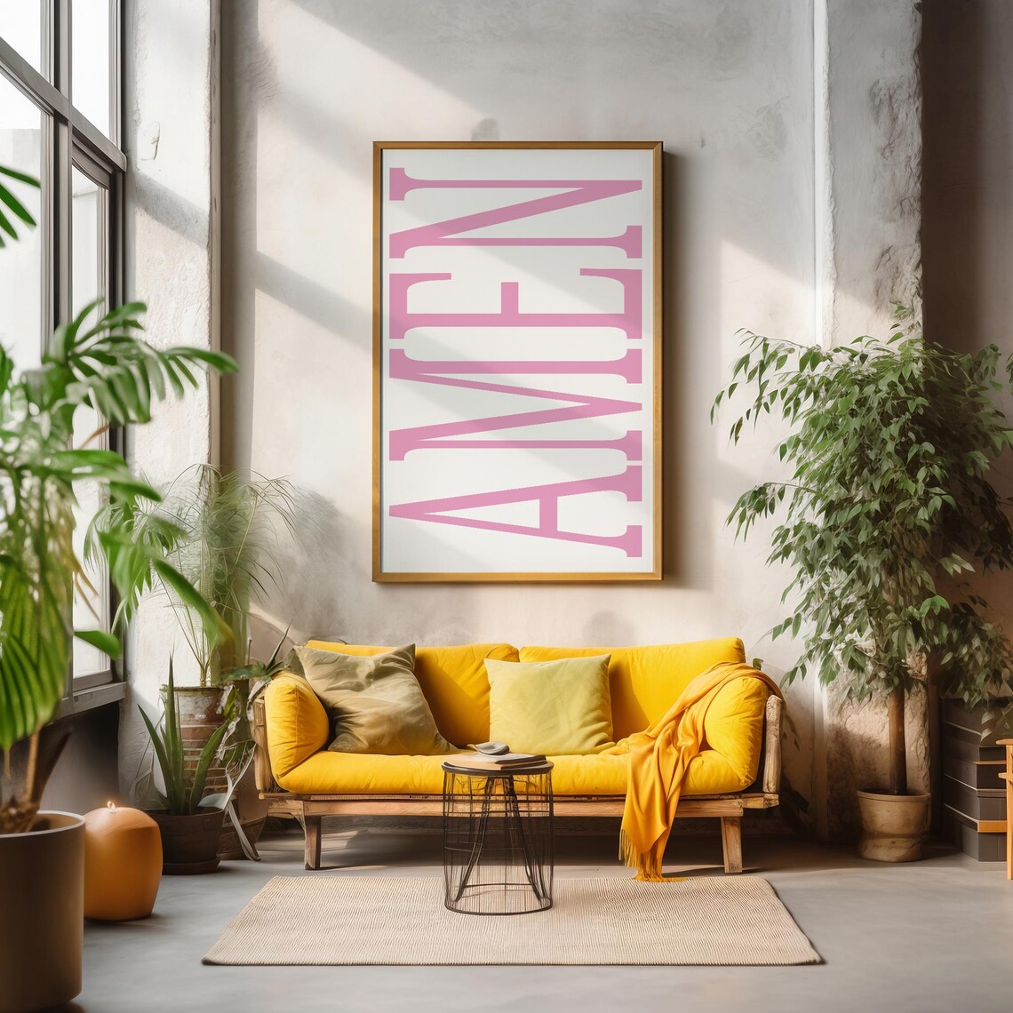Amen Pink Serif Typography Modern Christian Faith Art Poster - Image 4