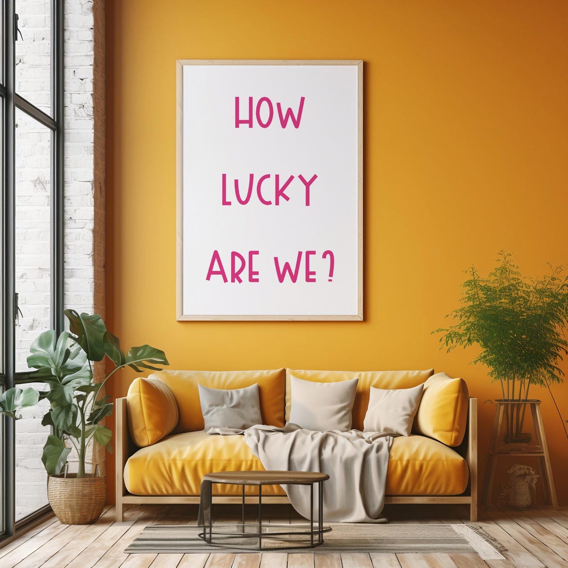 How Lucky Are We Pink Hand Lettered Positive Quote Wall Decor Poster - Image 5