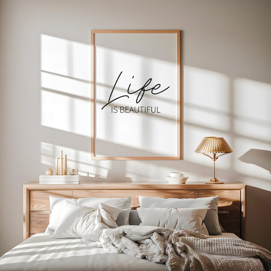 Life Is Beautiful Bold Script Caps Modern Uplifting Quote Poster - Image 2