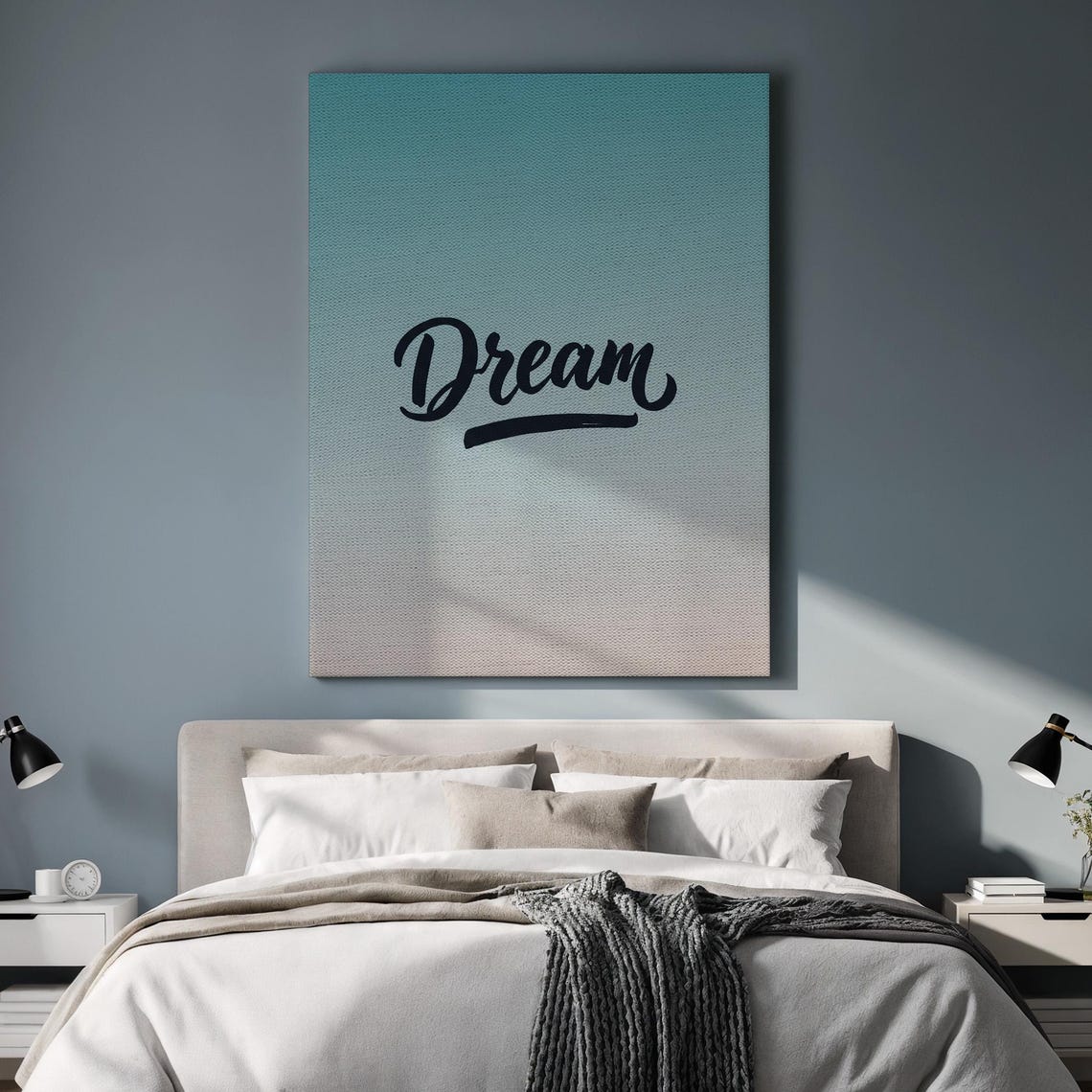 Dream Typography Script Gradient Blue Beige Motivational Poster