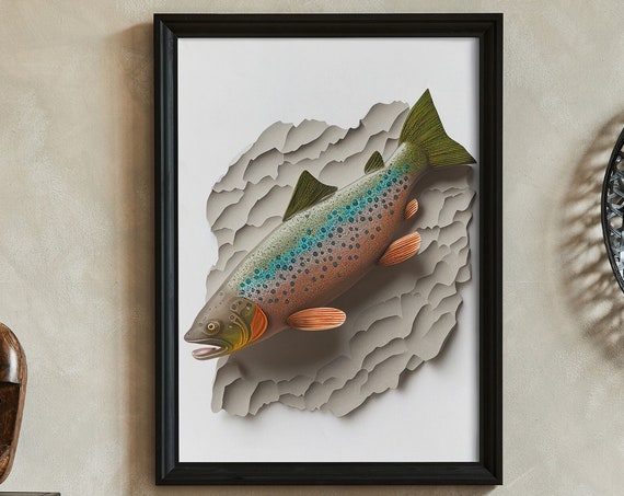 Rainbow Trout Paper Art Print Artwork Print At Home Wall Art Wall Art Print Instant Art