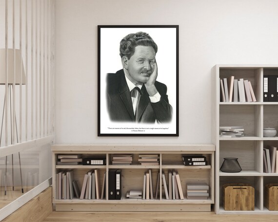 Nazim Hikmet Pencil Portrait with Inspirational Quote Poster