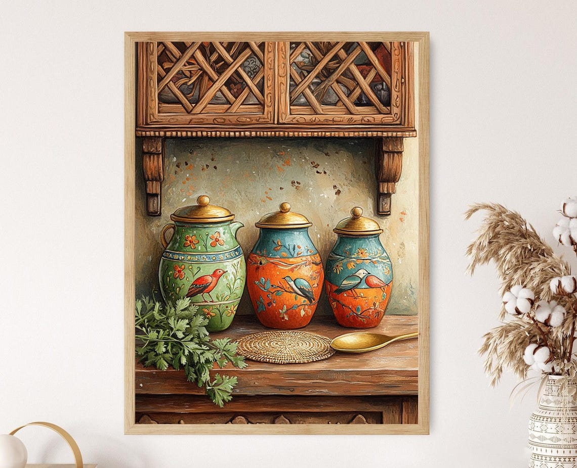 Indian Matka Water Pot Art Print Traditional Gond Art Kitchen Decor Rustic Folk Ornament