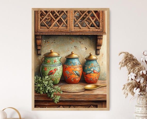 Indian Matka Water Pot Art Print Traditional Gond Art Kitchen Decor Rustic Folk Ornament