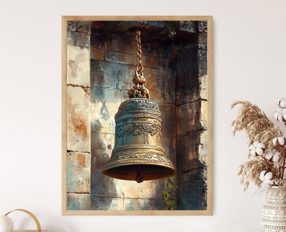 Temple Bell Art Print Indian Heritage Decor