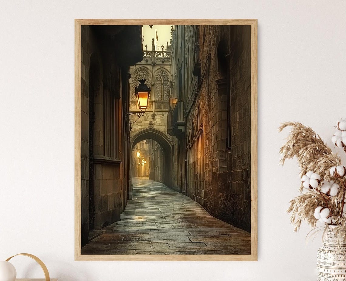 Gothic Quarter Catalan Art Print Medieval Architecture Narrow Streets