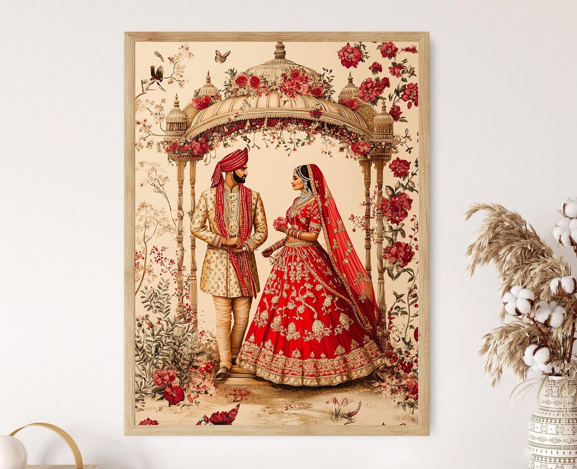 Punjabi Wedding Art Print, Traditional Ceremony