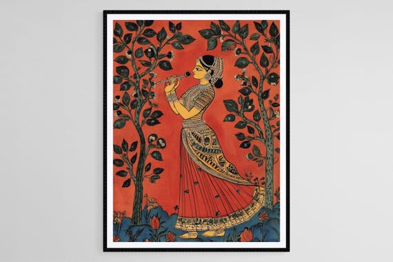 Kalamkari Patterns Indian Spiritual Art Print Traditional Patterns And Cultural Design