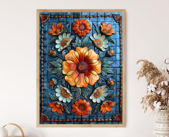 Mexican Talavera, Intricate Floral Geometric Design