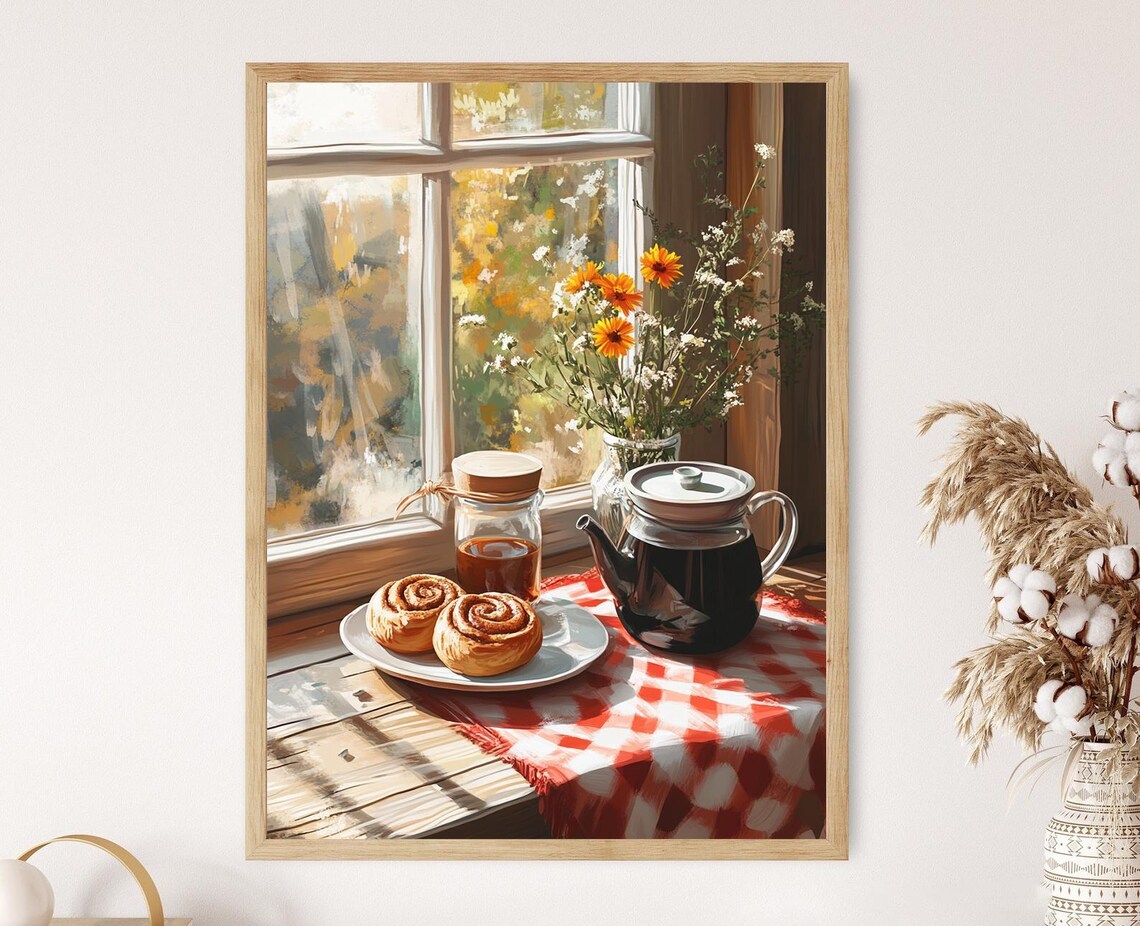 Swedish Fika With Cinnamon Buns and Coffee Art Print