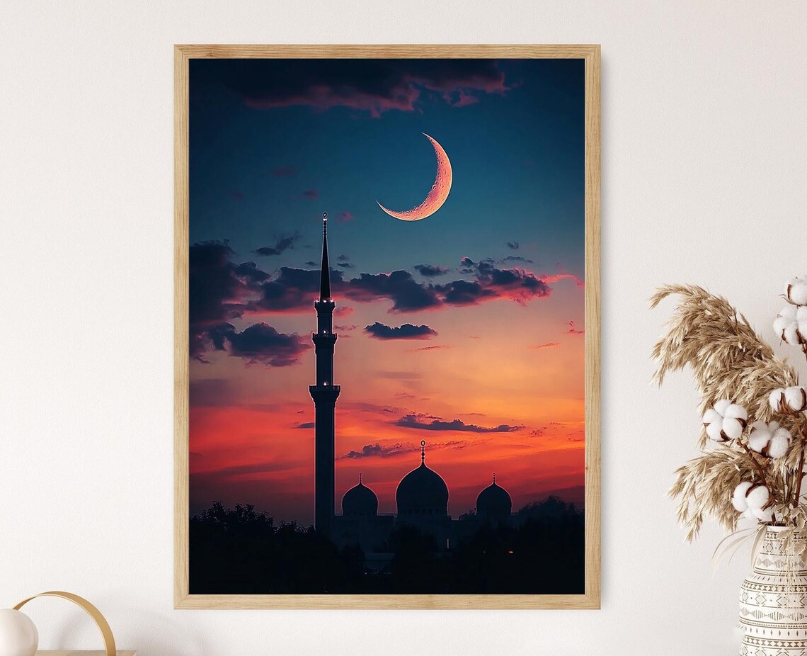 Minaret At Sunset Vibrant Ramadan Poster