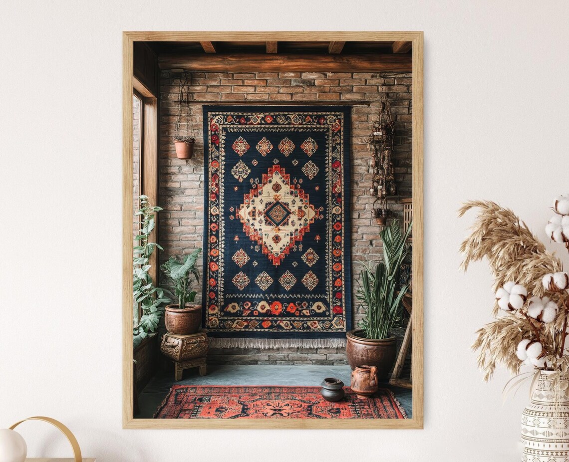 Sindhi Ajrak Geometric Decor, Traditional Poster Print