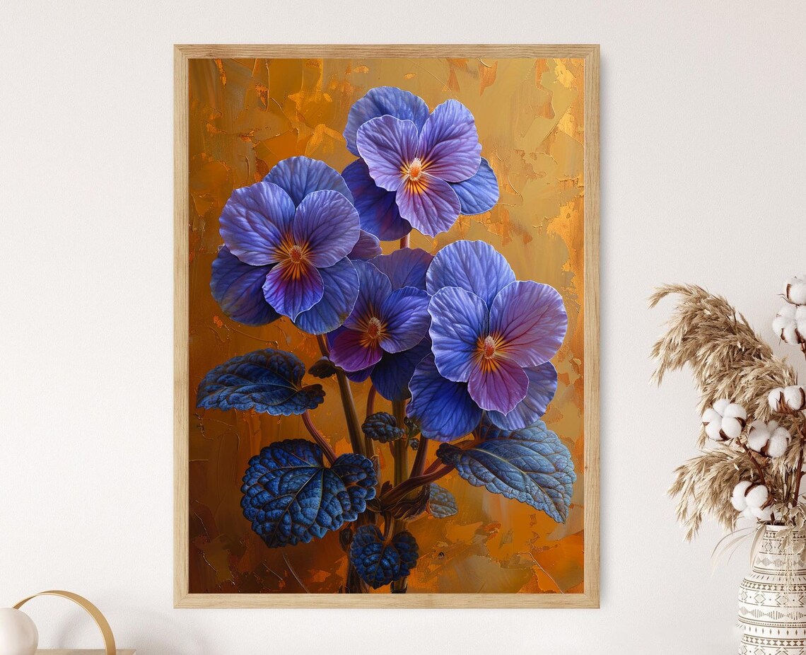 African Violet Botanical Watercolor Art Print