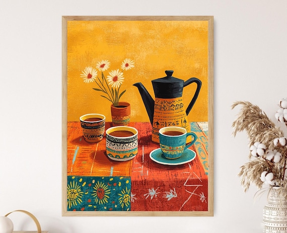 Ethiopian Coffee Ceremony Art Print Traditional Pottery And Decor