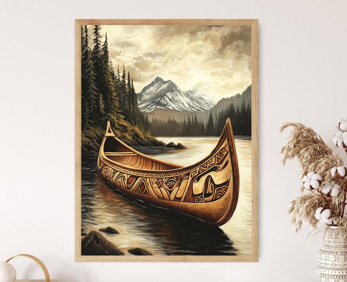 Haida Canoe Art Print, Indigenous Wall Decor