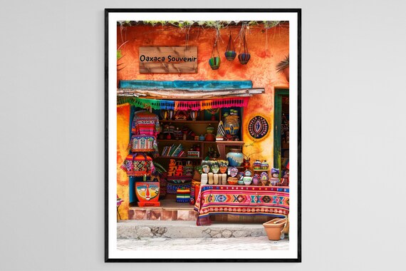 Oaxaca Souvenir Shop Front Overflowing With Colorful Crafts Poster