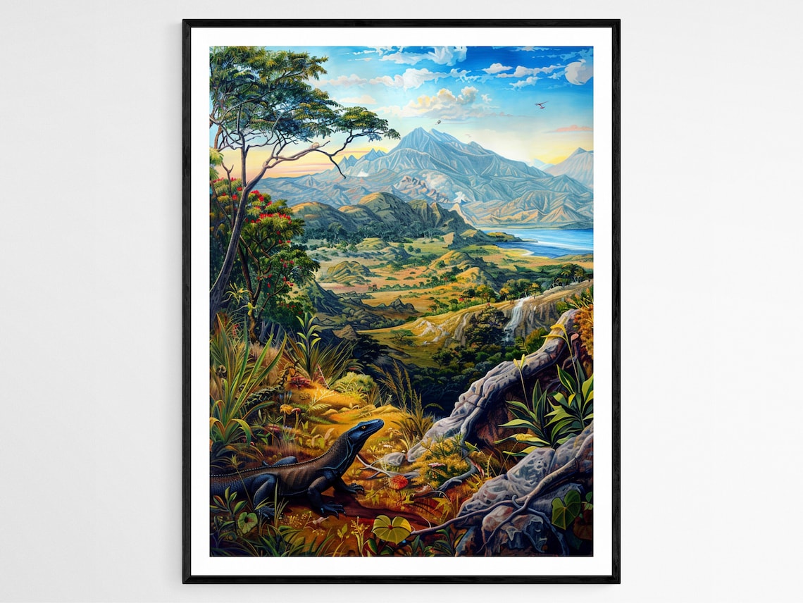 Komodo National Park Illustration Travel Poster