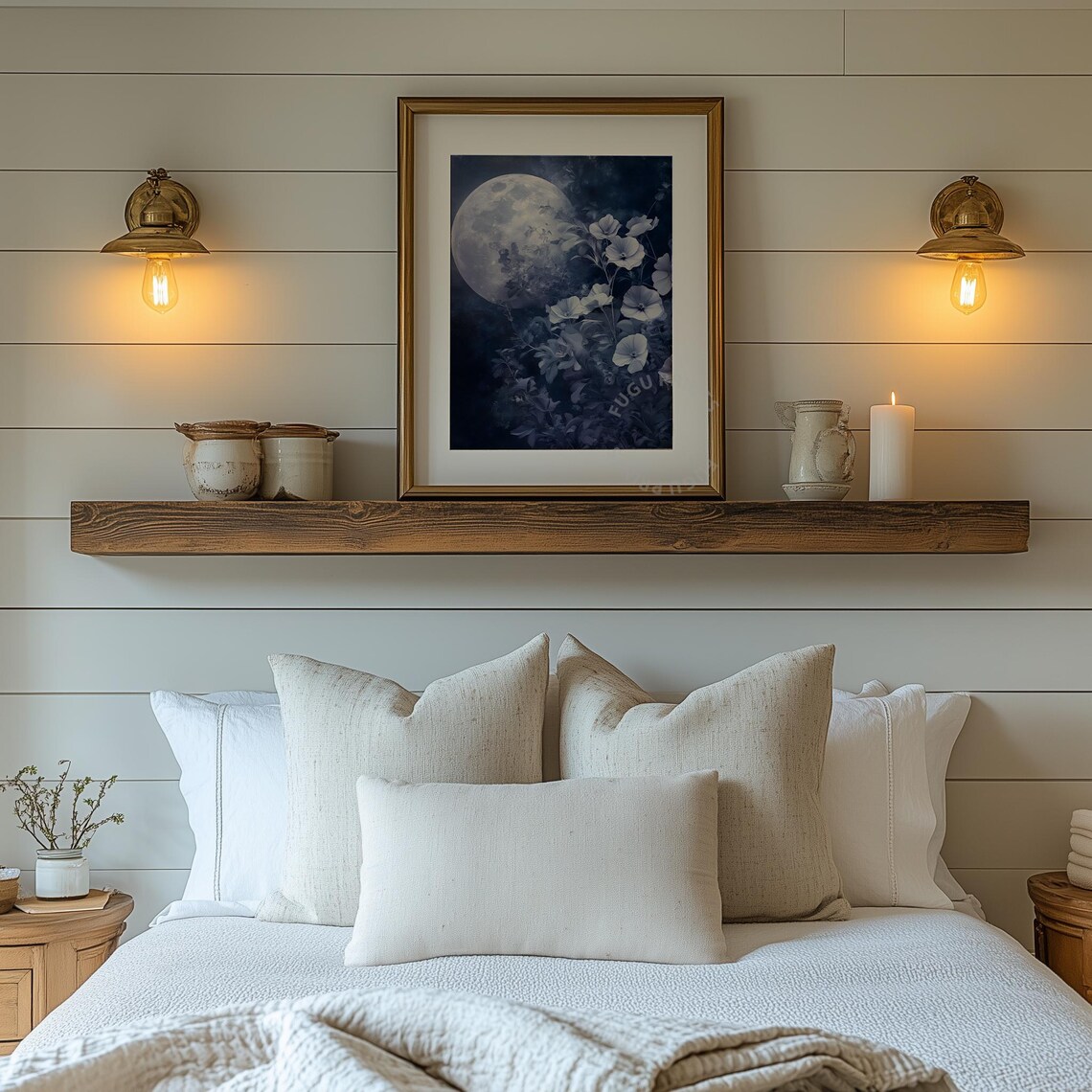 Moonlit Floral Art Print, Celestial Boho Decor - Image 2
