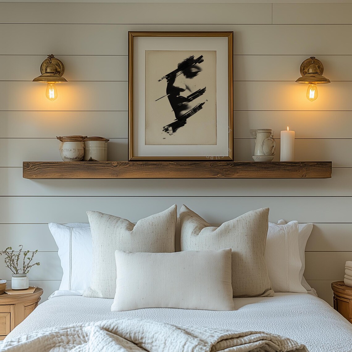 Black and White Woman Profile Abstract Brushstroke Face Poster - Image 2