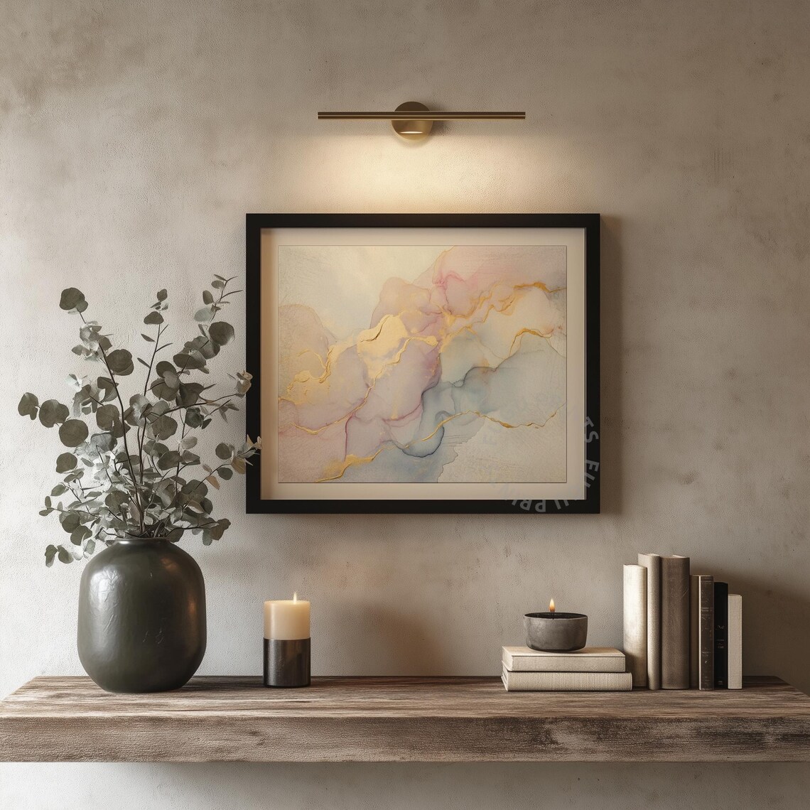 Blush Pink Gold Abstract Fluid Art, Modern Decor - Image 4