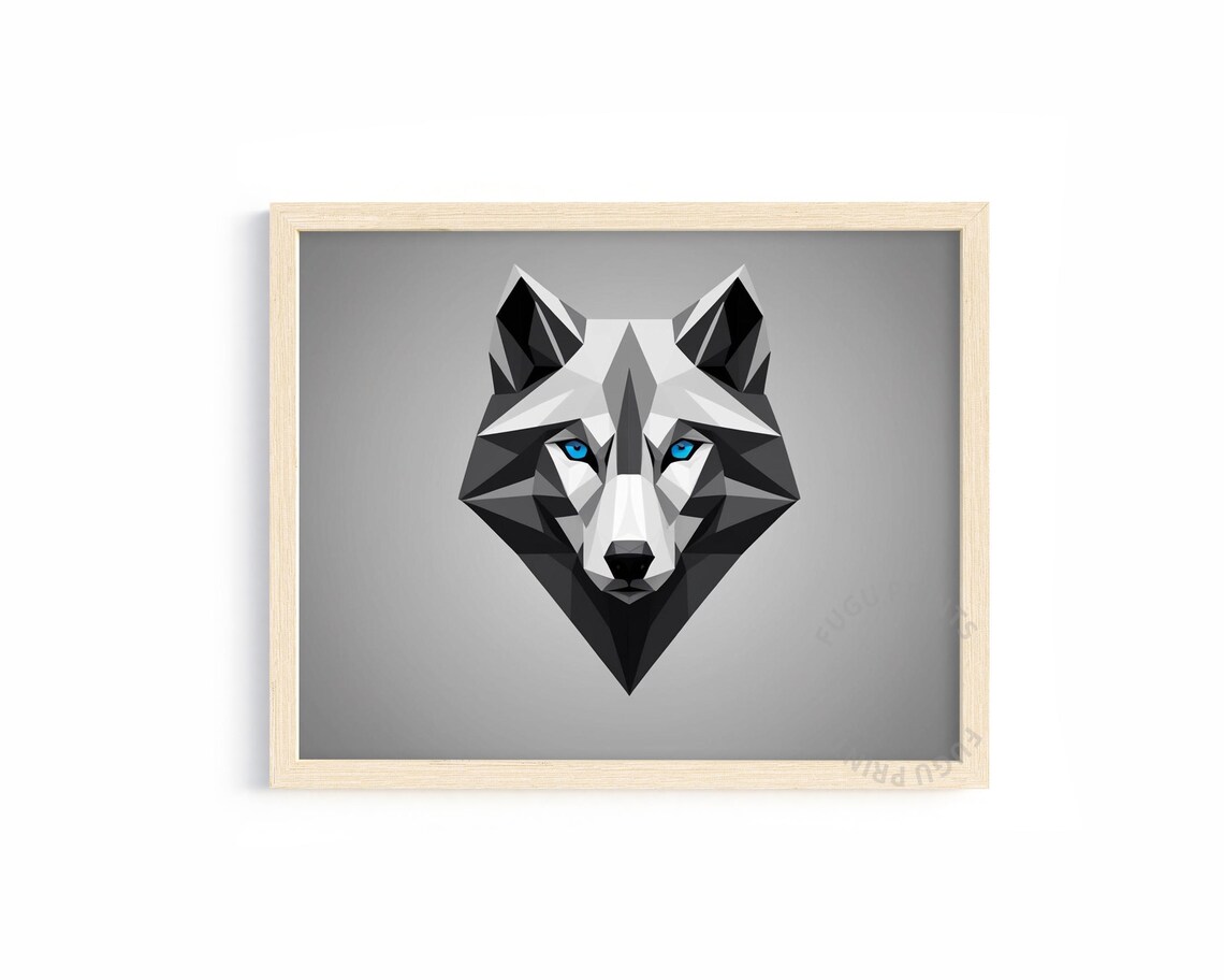 Geometric Wolf Art Print, Modern Minimalist Decor
