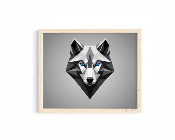 Geometric Wolf Art Print, Modern Minimalist Decor