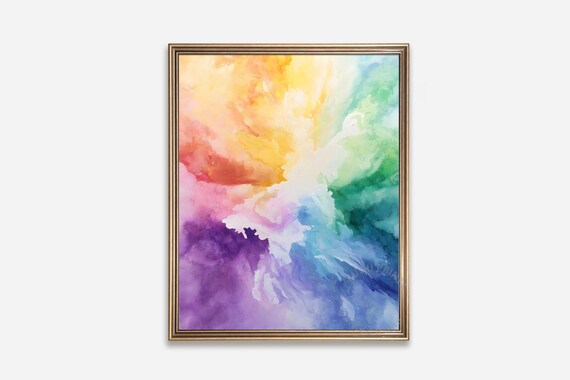 Rainbow Swirl Abstract Colorful Wall Art Modern Art Print Home Decor 205