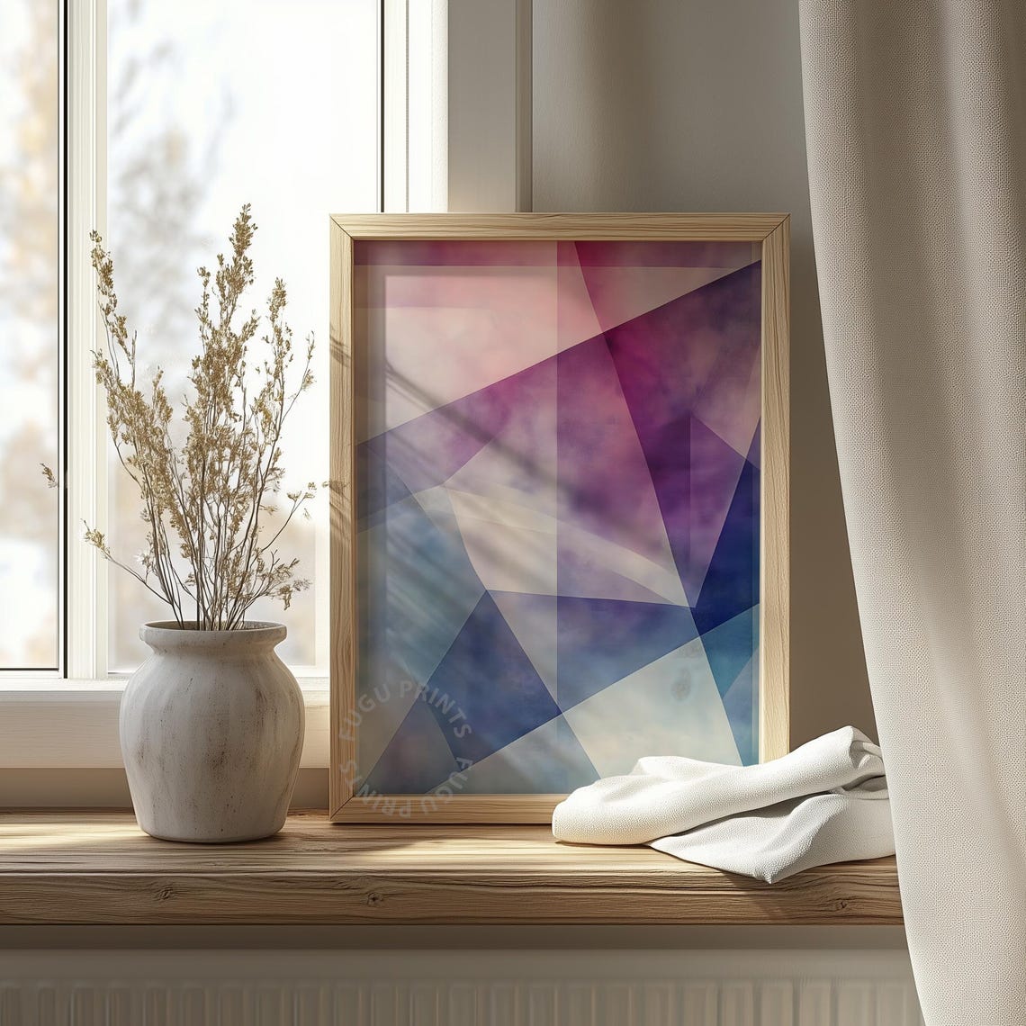 Abstract Geometric Art Blue Purple Print Modern Wall Decor 160 - Image 4