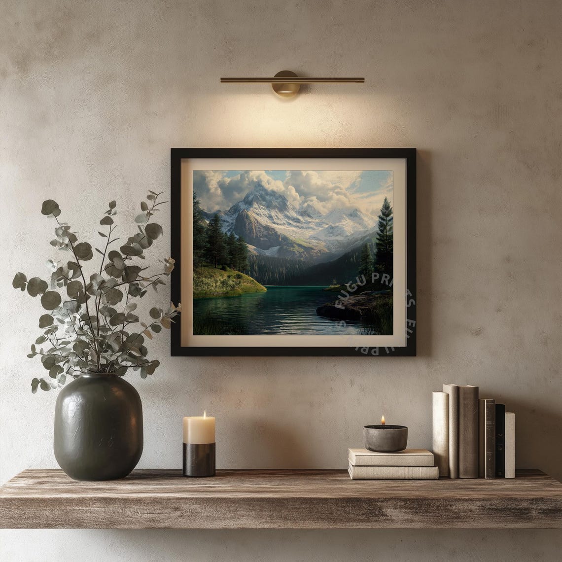 Mountain Lake Art Landscape Wall Art Turquoise Snow Capped Peaks 85 - Image 4