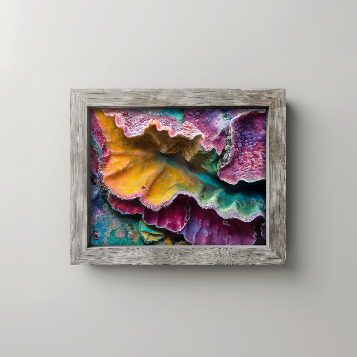 Abstract Coral Vibrant Coastal Wall Art Macro Ocean Print Yellow Pink Purple Turquoise Decor 39 - Image 2