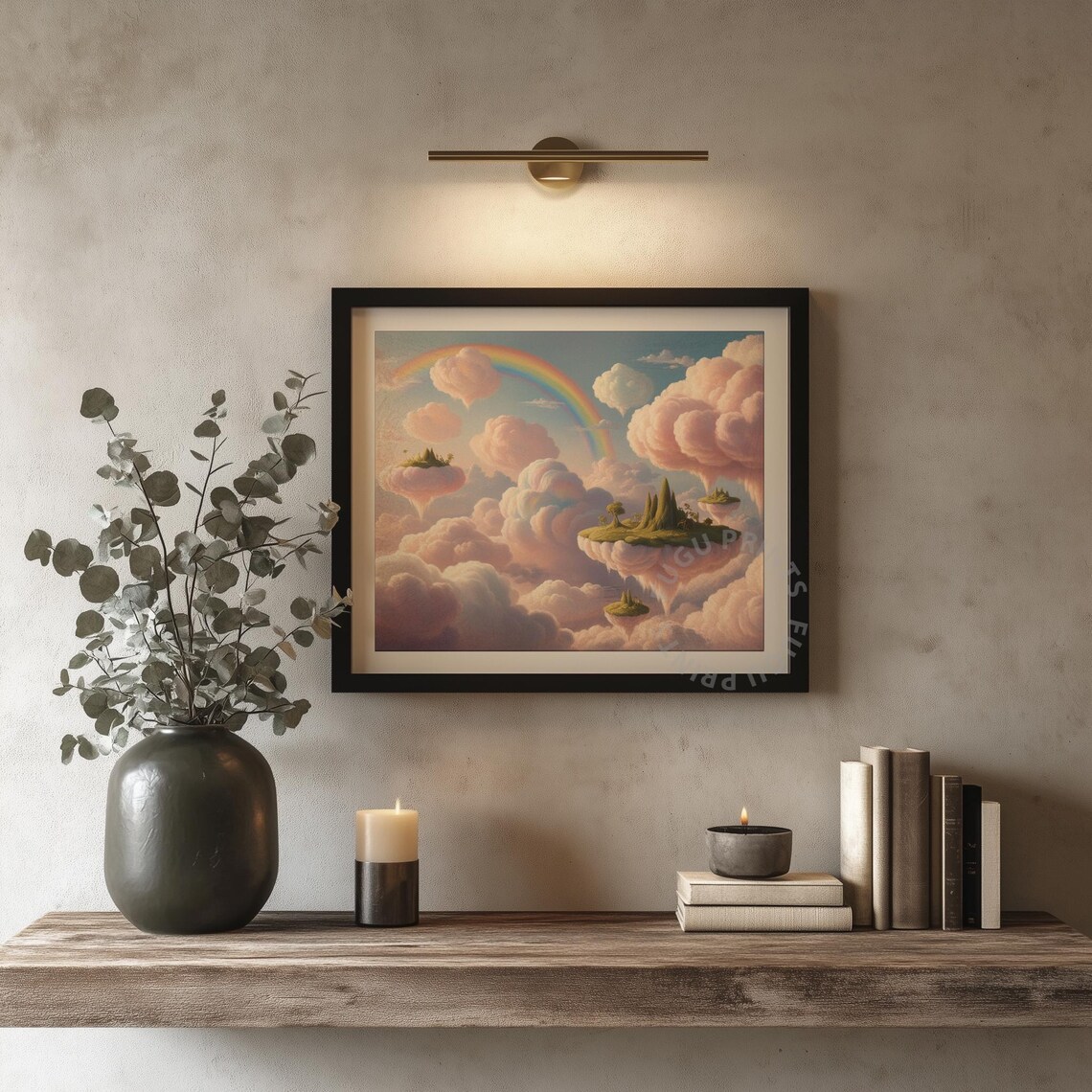 Floating Islands Rainbow Cloudscape, Pastel Nursery Decor - Image 4