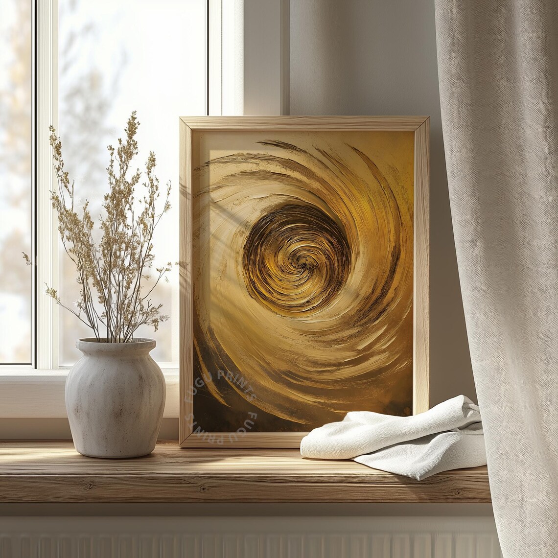 Gold Abstract Art Vortex Impasto Wall Art 146 - Image 4