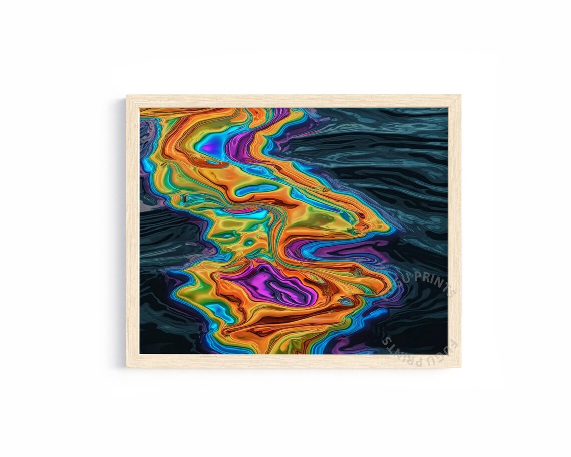 Iridescent Abstract Fluid Art, Psychedelic Modern Decor