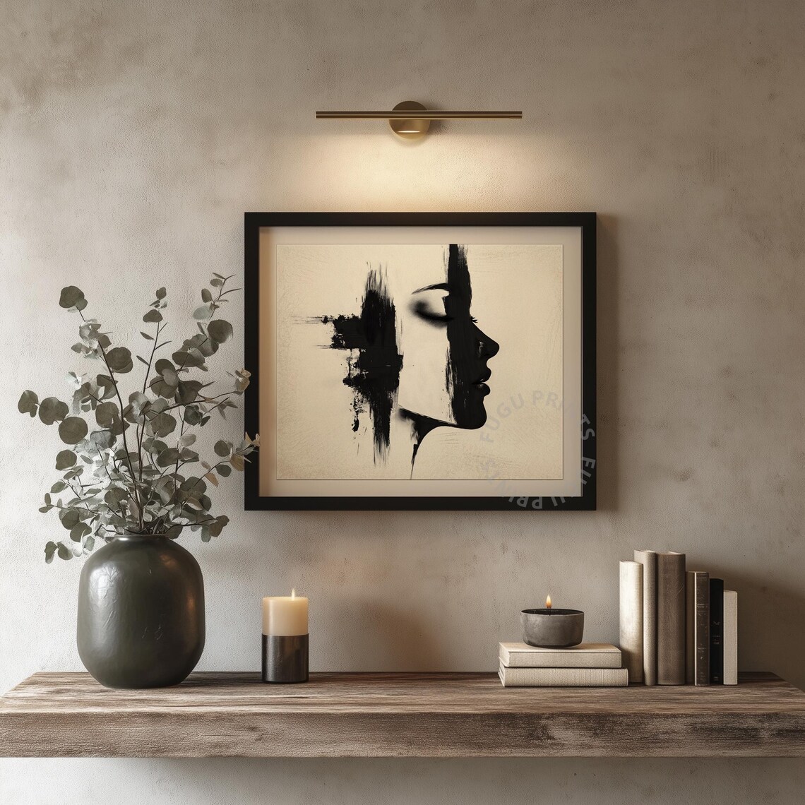 Black and White Woman Profile Minimalist Abstract Portrait Poster - Image 4