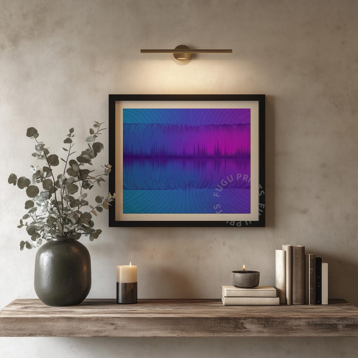 Abstract Waterfall Print Blue Purple Line Art Minimalist Wall Decor 338 - Image 4