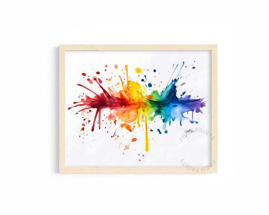 Rainbow Splash Abstract Watercolor Art